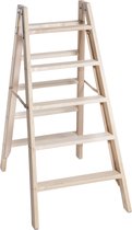 Huishoudtrap 5 treden - Stahoogte 88 cm - Houten trap - Keukentrapje hout - Werktrap - Grenen trap