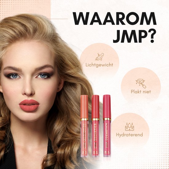 JMP Cosmetics® Matte Liquid Lipsticks Set - 6 Kleuren Nude - Vegan Lipgloss Lippenstift Waterproof - JMP Cosmetics®