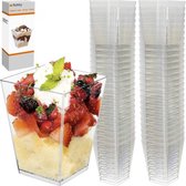 SOROH | Dessertbekers | Amuseschaaltjes Kunststof Dessertkommen voor Feestjes | Bakjes Plastic | 120 ml 50 Transparant Plastic | Dessertbekers | Dessert/IJs/Fruit/Hapjes/Tapas/Toetje/Gebakje/Taartje