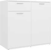 vidaXL - Dressoir - 80x36x75 - cm - bewerkt - hout - wit