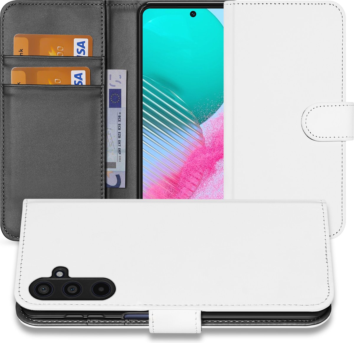 Book Case Telefoonhoesje voor de Samsung Galaxy M54 Wit met Pasjeshouder