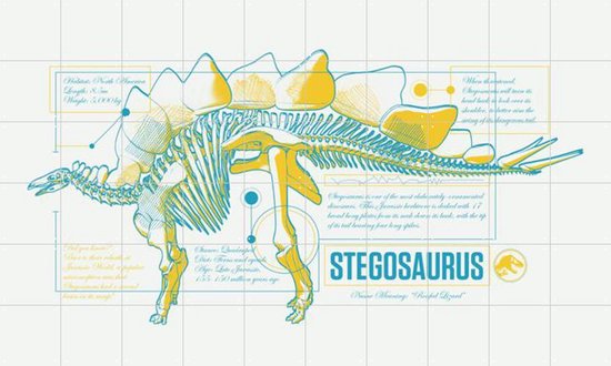 IXXI Stegosaurus Skeleton - Wanddecoratie - Line art - 200 x 120 cm