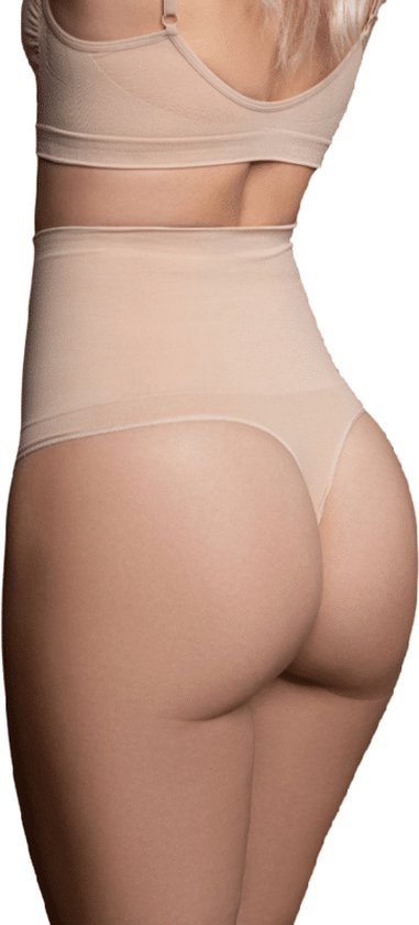 Nadeer Buikweg-onderbroek voor dames, shapewear, korsetslip, body shaper, string korsetbroek, hoge taille, ondergoed, buikweg, sterk vormende tanga broek, zwart, L