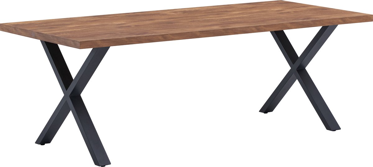 Belfurn - Eetkamertafel 220x95cm Ensor in acacia decor met kruispoot in zwart metaal