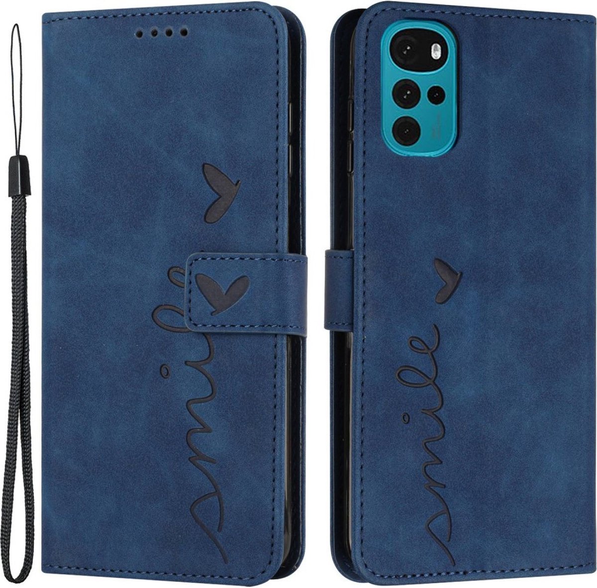 Coverup Hoesje - Geschikt voor Motorola Moto G22 Hoesje - Coverup Smile Book Case - Blauw