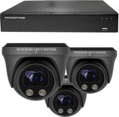 Draadloze Beveiligingscamera Set - 3x PRO Dome Camera - QHD 2K - Sony 5MP - Zwart - Buiten & Binnen - Met Nachtzicht - Incl. Recorder & App