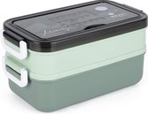 Vershouddoos, Lunchbox - lekvrij met bestek - voedselcontainer in 3 niveaus - BPA vrij - in verschillende kleuren (groen)