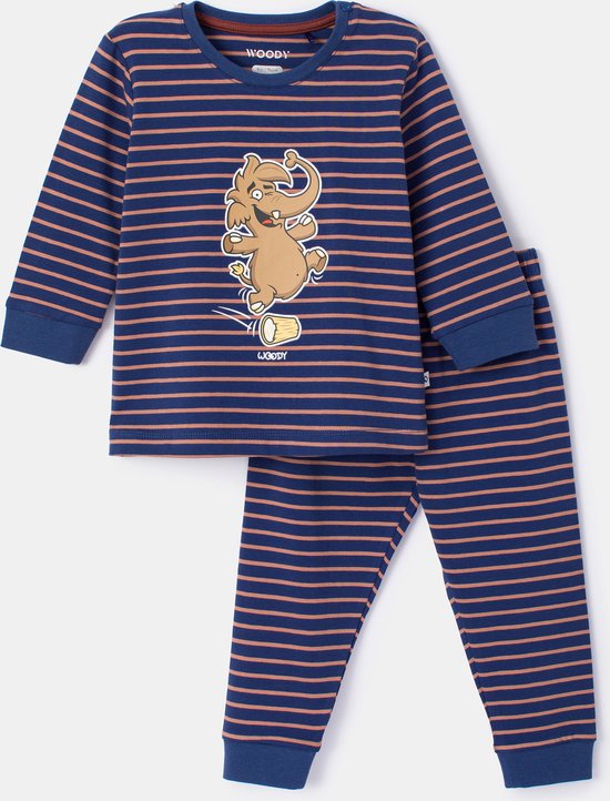 Woody pyjama jongens - mammoet - streep - 232-10-PZL-Z/915 - maat 80