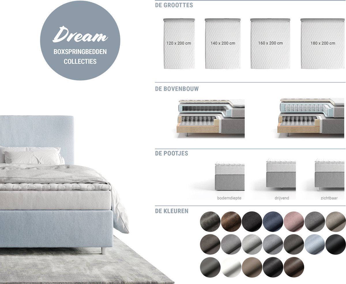 Boxspring-frame Dream-Fine microvezel beige 180x200 - afbeelding 2