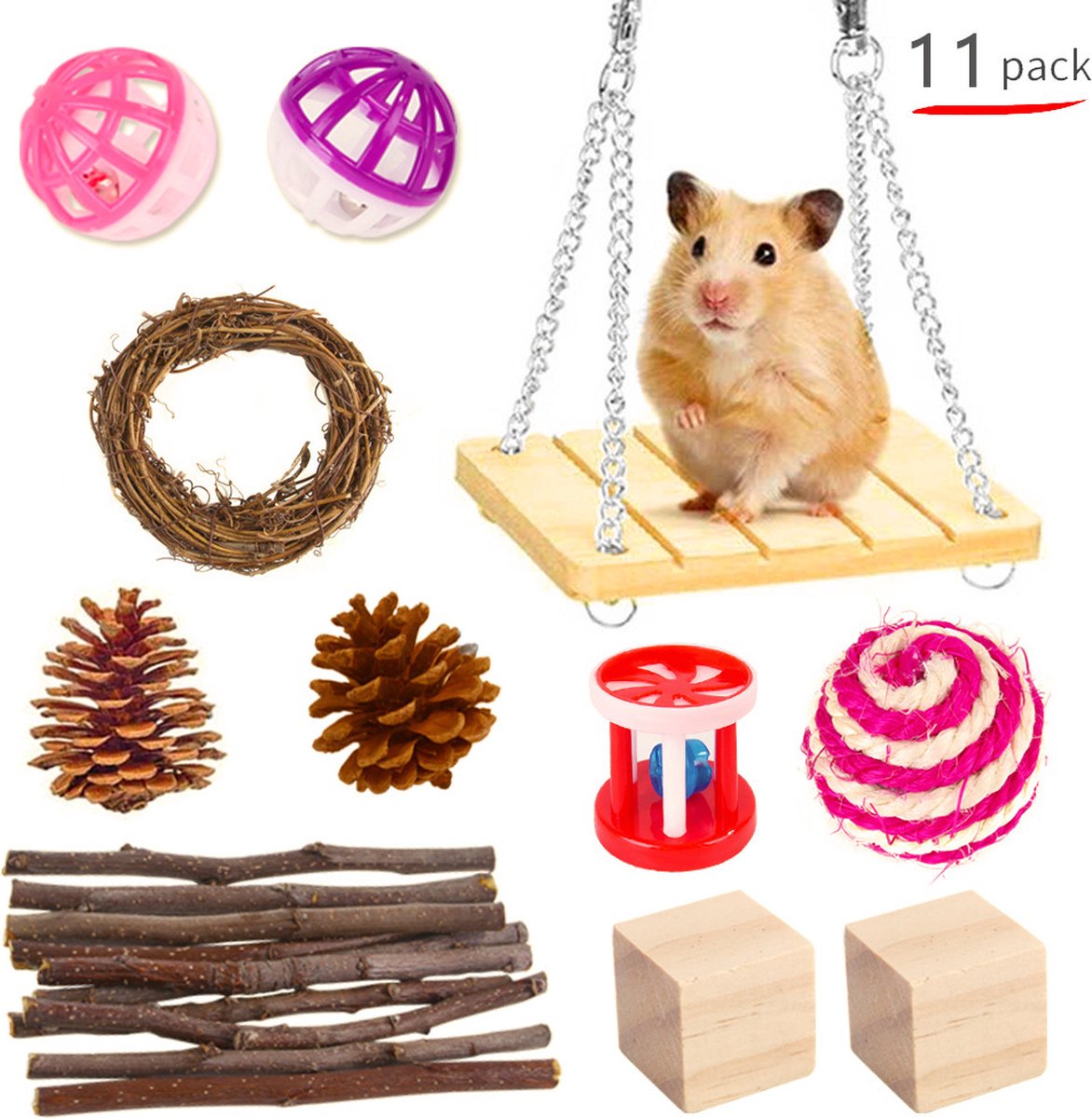 Knaagdieren Speelgoed Pakket - 11 stuks - Knaagdieren Set - Hamster  Speelgoed - Cavia... | bol.com