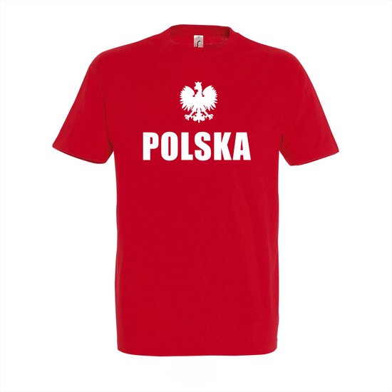 Polska - Polska - Poland - Polen tshirt - Polska tshirt - Rood T-shirt van 100% Katoen voor Trotse Polen - Maat M