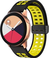 Mobigear - Watch bandje geschikt voor Garmin Approach S42 Bandje Flexibel Siliconen Klemsluiting | Mobigear Two Tone - Zwart / Geel
