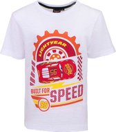Disney Cars Shirt - Built for Speed - Wit - Maat 122/128 (8 jaar)