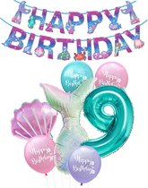 Ballon chiffre 9 Turquoise - Sirène - Sirène - Sirène - Forfait Ballons Plus - Fête d'enfants - Guirlande d'anniversaire - Snoes