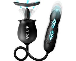 IntiMate® Zonnebloem - Luxe 3 in 1 Zuigende Likkende Stotende Vibrator voor Vrouwen - Dubbele Stimulatie Tong Likken Zuigende Stotende - Uitwisselbare Zuigbekers - Bereikt Alle Hot Spots - Ultiem Nat Plezier