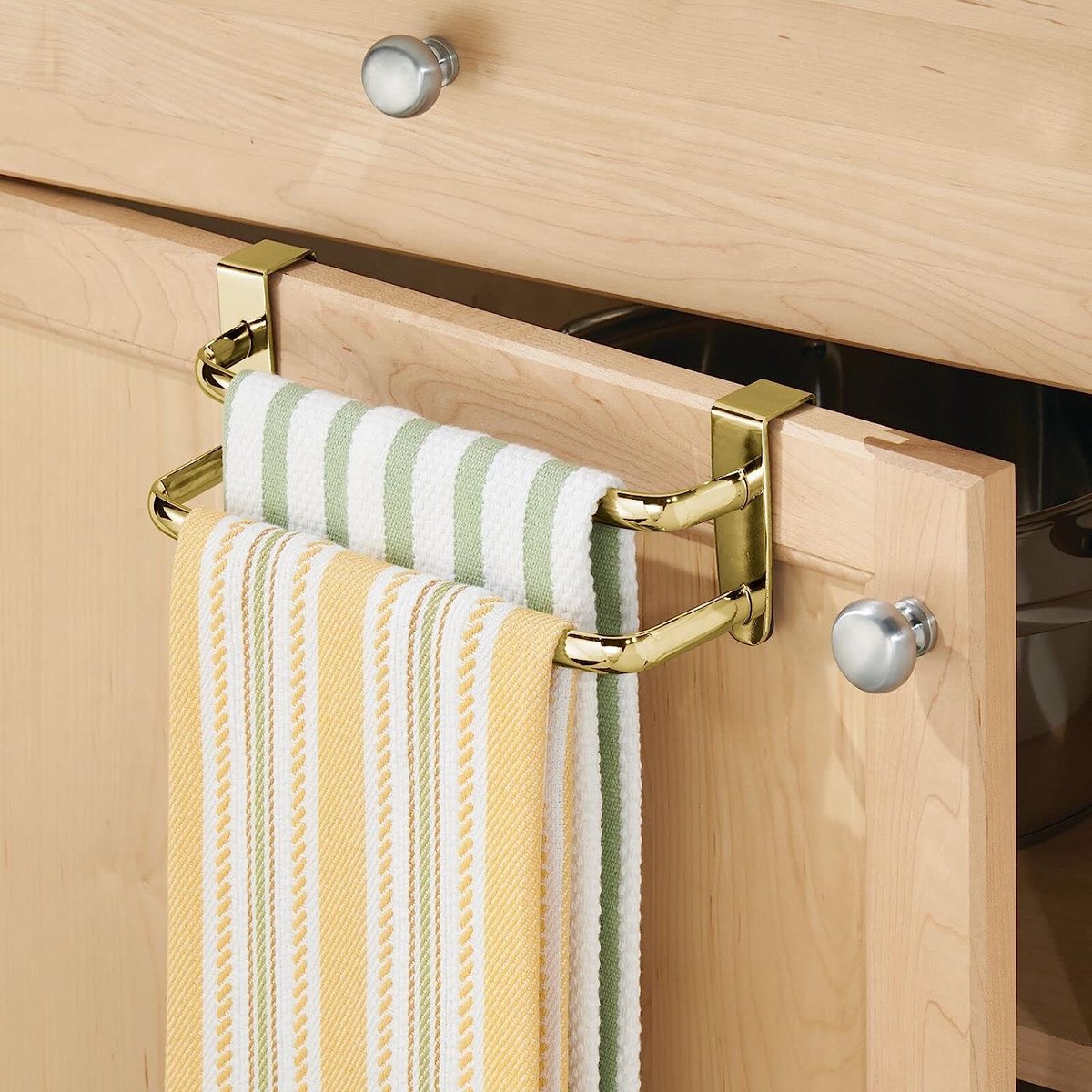 Porte-serviettes BAYLI Inox 36,2 Cm - Suspension Au-dessus De La Porte - Cuisine - Neuf