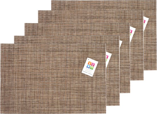Ensemble de 10 sets de table tissés marron en PVC, 30 x 45 cm.