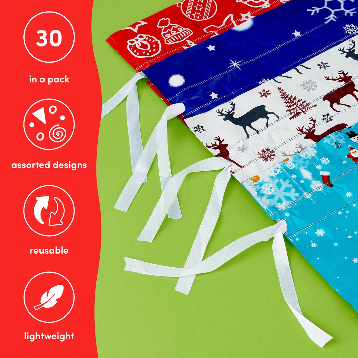 THE TWIDDLERS 30 Kerstcadeauzakjes Met Trekkoord Cadeauverpakking Kerstzakjes In 4 Maten Klein Medium Groot Extra Groot Stevige Aluminiumfolie 777644237