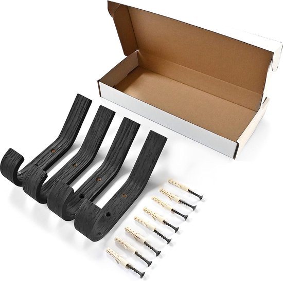 Wandhaken - Set van 4 - Donker walnotenhout of licht essenhout