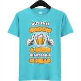 Buy This Groom A Beer | Vrijgezellenfeest Cadeau Man - Groom To Be Bachelor Party - Grappig Bruiloft En Bruidegom Bier shirt - T-Shirt - Unisex - Atoll - Maat M