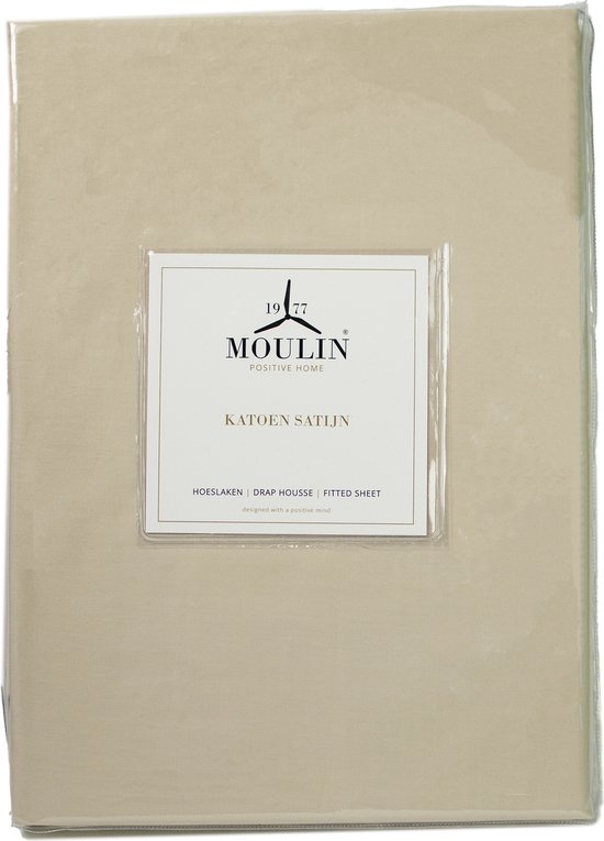 Moulin - Hoeslaken - Katoen - Satin - 180 x 200 cm - Beige - Coin 40 cm