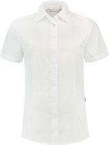 L&S Shirt poplin mix met korte mouwen voor dames wit - XXXL