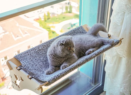 Hamac en bois pour chat 61 x 29 cm Siège de fenêtre Chaise longue de  couchage Chaise... | bol
