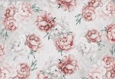 Fotobehang - Vlies Behang - Witte en Roze Pioenrozen - Bloemen - 368 x 280 cm