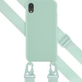 Selencia Hoesje Geschikt voor iPhone Xr Hoesje Met Koord - Selencia Siliconen hoesje met afneembaar koord - Turquoise