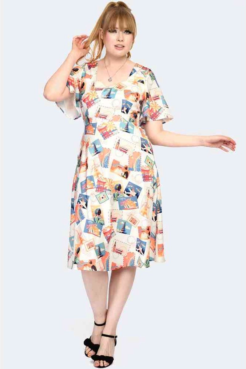 Voodoo Vixen - Postcard Print Korte jurk - M - Multicolours