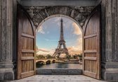 Fotobehang - Vlies Behang - 3D Uitzicht op de Eiffeltoren in Parijs - 520 x 318 cm
