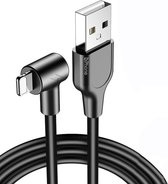 DrPhone D10 - Câble de charge Lightning coudé à 90° - Charge rapide 2,4 A - Câble de 2 mètres - Convient pour iPhone / iPad - Zwart