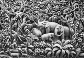 Fotobehang - Vlies Behang - Olifanten in de Jungle Kunst - Grijs - 368 x 254 cm