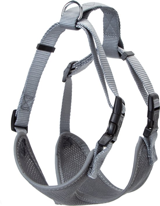 Nobleza Hondentuig - H-model - luchtdoorlatend - reflecterend - mesh stof - Nylon - verstelbaar - S - Grijs - hondentuigje kleine hond