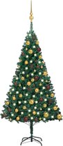 vidaXL - Kunstkerstboom - met - verlichting - en - kerstballen - 120 - cm - PVC - groen