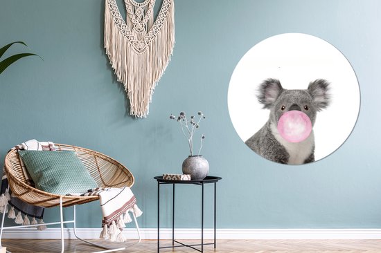 Cercle mural enfants - Décoration murale garçons - Filles - Koala - Animaux sauvages - Rose - Chewing-gum - Déco Kinder - Cercle mural - 90x90 cm - Plastique