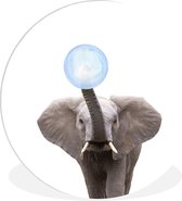 Décoration chambre d'enfant - Cercle mural chambre d'enfant - Éléphant - Animaux - Blauw - Bubble gum - Décoration murale garçons - Filles - 90x90 cm - Plastique