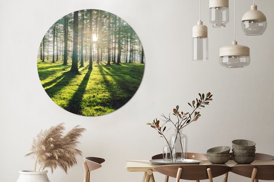 WallCircle - Stickers muraux - Cercle Papier Peint - Arbres - Nature - Forêt - 120x120 cm - Cercle Mural - Auto Adhésif - Sticker Papier Peint Rond XXL