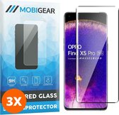 Mobigear Screenprotector geschikt voor OPPO Find X5 Pro Glazen | Mobigear Premium Screenprotector - Case Friendly - Zwart (3-Pack)