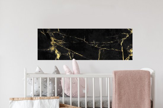 Stickers muraux - Sticker Foil - Marbre - Zwart - Or - Luxe - 90x30 cm - Film Adhésif - Stickers muraux Chambre Enfant - Papier Peint Auto Adhésif