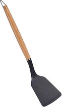 Kinvara keukengerei Bakspatel/bakspaan - zwart kunststof/hout - 34 cm