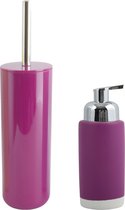MSV Badkamer accessoires set - paars - zeeppompje en wc/toilet-borstel