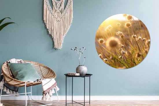WallCircle - Stickers muraux - Cercle Papier Peint - Plantes - Nature - Fleurs - Soleil - Horizon - 100x100 cm - Cercle Mural - Auto Adhésif - Sticker Papier Peint Rond XXL