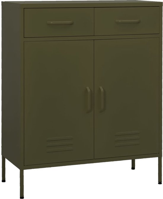 Furniture Limited - Meuble de rangement 80x35x101,5 cm acier vert olive |  bol.com