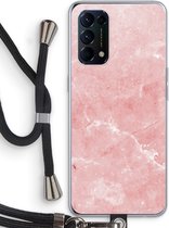 Case Company® - Coque Oppo Find X3 Lite avec cordon - Marbre rose - Protection de téléphone avec cordon Zwart - Protection de tous les côtés et sur la lunette de l'écran