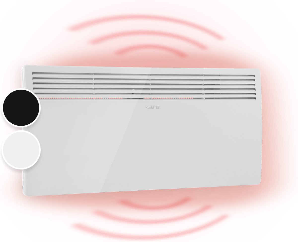 Klarstein elektrische kachel, convectiekachel, vrijstaand of wandmodel, energiebesparende elektrische kachel, raamdetectie, elektrische verwarming, elektrische radiator met thermostaat, 2000 W