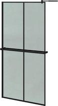 vidaXL-Inloopdouchewand-met-schap-100x195-cm-ESG-glas-aluminium-zwart