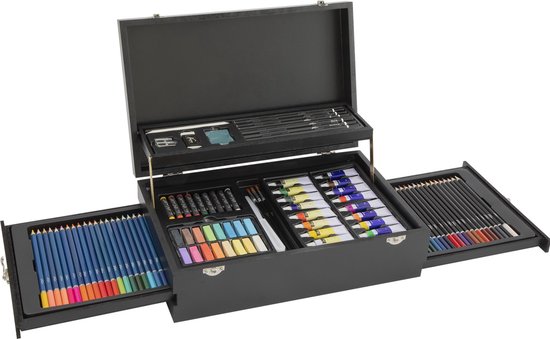 Coffret peinture crayons couleur pastels à l'huile acrylique gomme