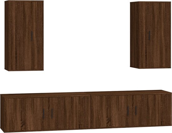 vidaXL-4-delige-Tv-meubelset-bewerkt-hout-bruin-eikenkleur