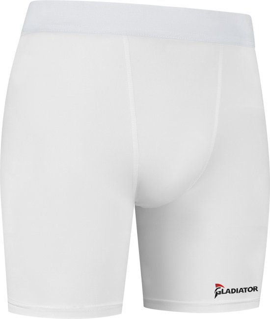 Gladiator Sports Compressie broek - Liesbroek - Compressie Short - Diverse Sporten - Heren - Wit - L